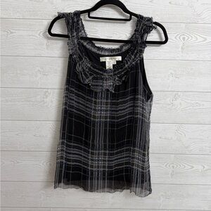 Studio M Women’s Black Plaid Sleeveless Blouse. Size L